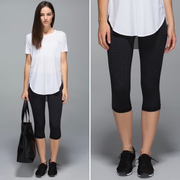 Lululemon In The Flow Crop II Seamless Leggings Heathered Deep Coal Black - Picture 2 of 13